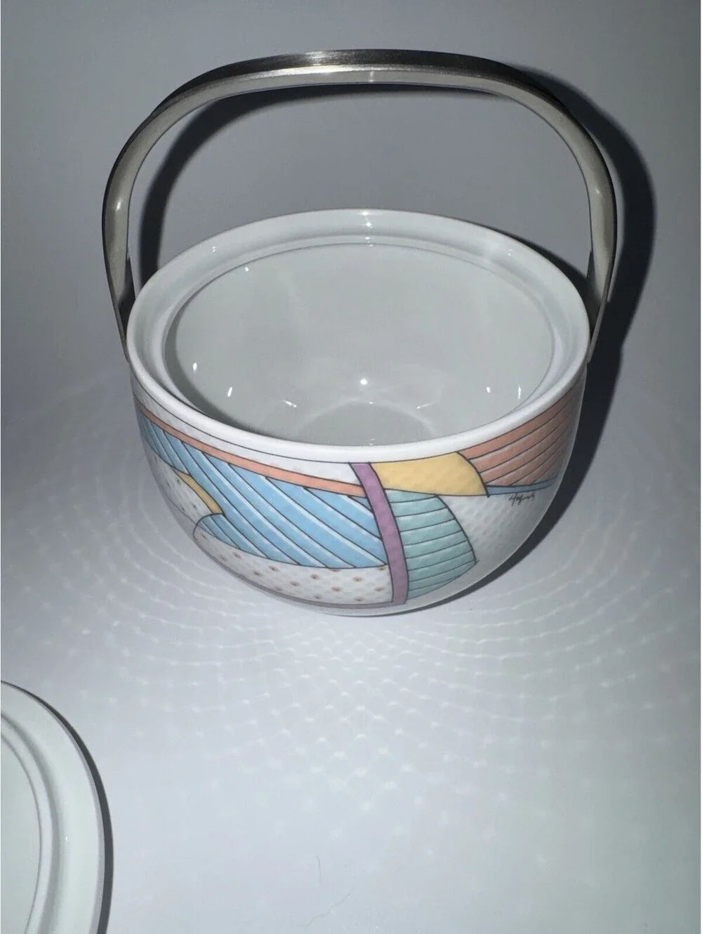 Rosenthal Century New Wave porcelain sugar bowl w/ lid & saucer Dorothy Hafner